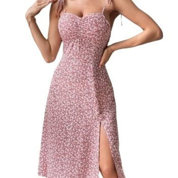 SYYNCRO Women??s Western A-Line Strap Cotton Knee-Length Regular Fit Dress || Short Midi Dresses || One Peace Mini Dress || Beach Wear Dress