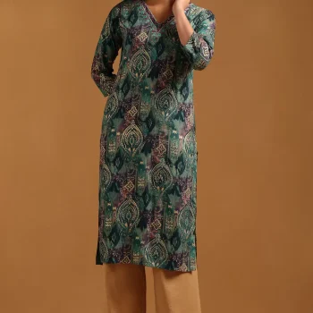 Teal Rayon Ethnic Motif Kurta With Mirror Work ? Fresh Pick 2 bought this week.