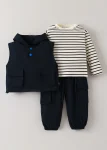 3-Pc Striped Ribbed Pant Set