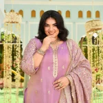 Piyu Bole- Lilac Sequin Embroidered Pure Tissue Silk Suit Set